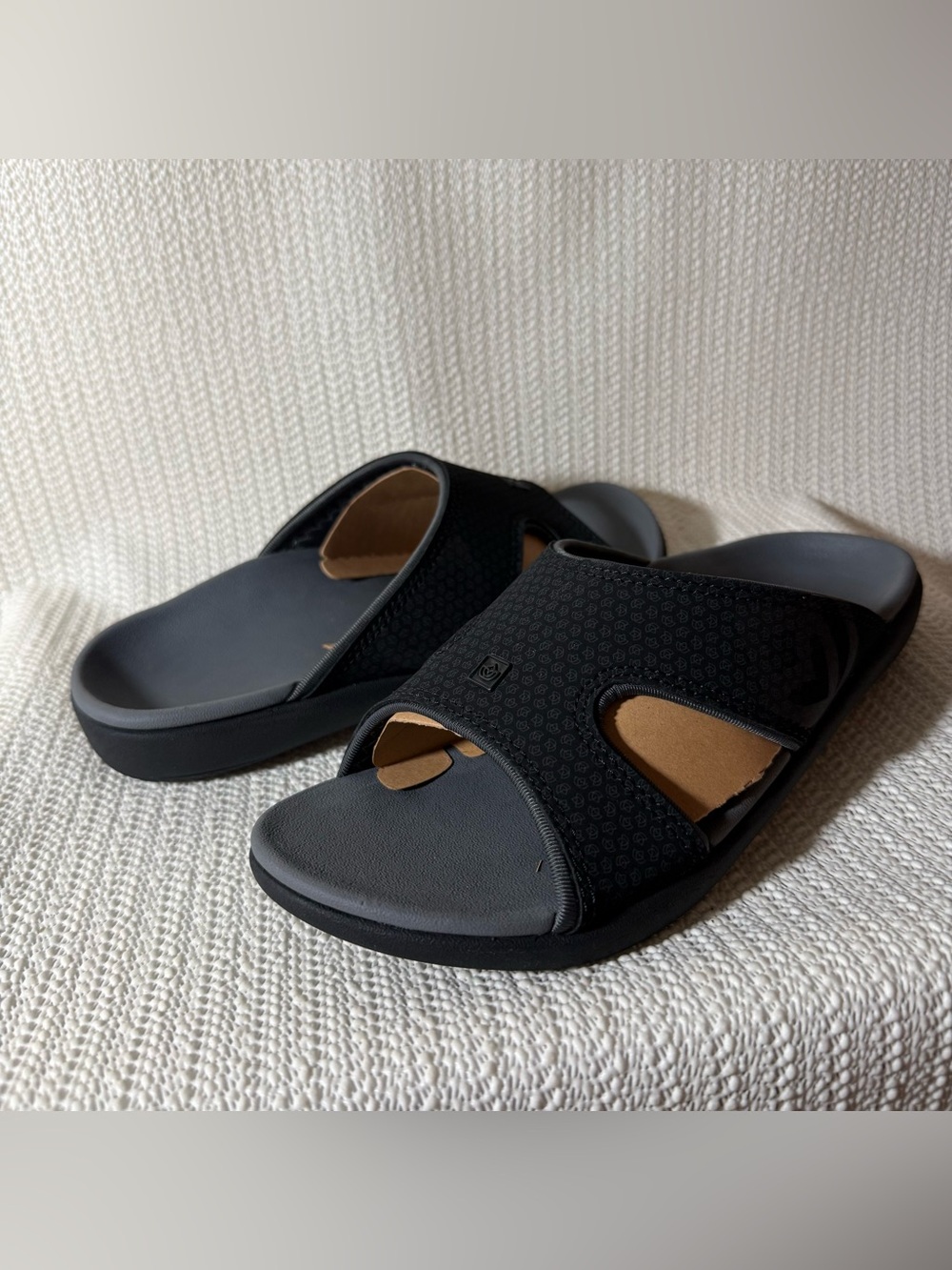 Spenco Kholo Slide Sandals Women’s Size 7 Wide Black Patterned Onyx Orthotic New